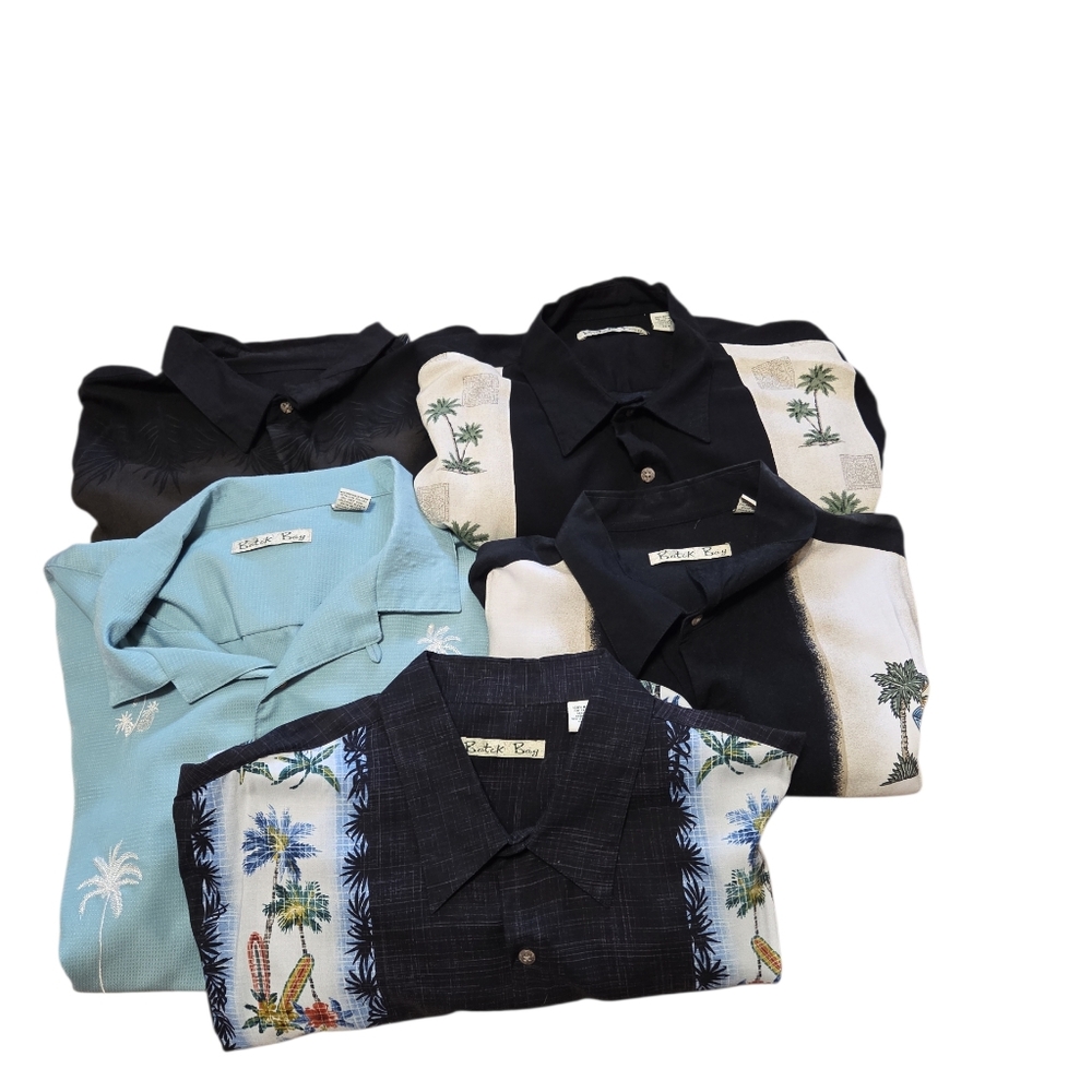 Batik Bay Men's Hawaiian Shirts Set Lot Of 5 Size XL and XLT Tropical Cruise